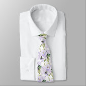 Watercolor Purple Roses Hydrangeas Neck Tie ネクタイ (タイ)