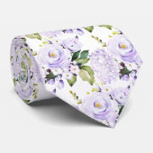 Watercolor Purple Roses Hydrangeas Neck Tie ネクタイ (ロール)