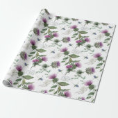 Watercolor Purple Thistle Botanical Pattern ラッピングペーパー (アンロールド)