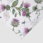 Watercolor Purple Thistle Botanical Pattern 薄葉紙 (詳細)