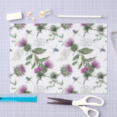 Watercolor Purple Thistle Botanical Pattern 薄葉紙 (クラフト)