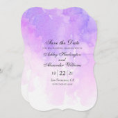 Watercolor purple wedding. Romantic lavender セーブザデート (正面/裏面)