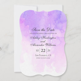 Watercolor purple wedding. Romantic lavender セーブザデート