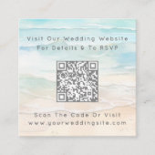 Watercolor QR Code Beach Wedding RSVP エンクロージャーカード (正面)