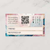 Watercolor Qr Code faux gold Blush Referral Card 紹介カード (裏面)