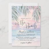 Watercolor QR Code On The Beach Wedding 招待状 (正面)