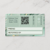 Watercolor Qr Code Sage Green Gold  紹介カード (裏面)