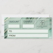 Watercolor Qr Code Sage Green Gold Gift Certificat (裏面)