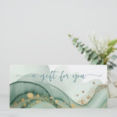 Watercolor Qr Code Sage Green Gold Gift Certificat (スタンド正面)