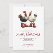 Watercolor quirky chickens holiday greeting card シーズンカード (正面)