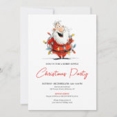 Watercolor Quirky Santa Festive Christmas Invite 招待状 (正面)