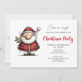 Watercolor quirky Santa holiday party invitation 招待状 (正面)