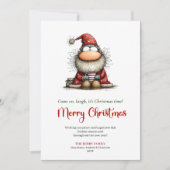 Watercolor Quirky Santa Playful Christmas Greeting シーズンカード (正面)