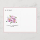 Watercolor Rabbit and Pink Flowers Sweet 16 Party インビテーションポストカード (裏面)