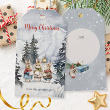 Watercolor Rabbit Carolers Cottagecore Holiday