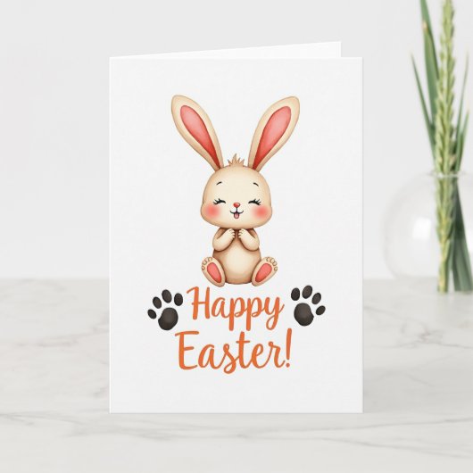 Watercolor Rabbit Easter Card カード (正面)