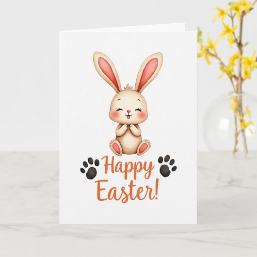 Watercolor Rabbit Easter Card カード (黄色い花)