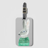 Watercolor Rabbit in Sweater Grey Personalised ラゲッジタグ (正面縦)