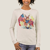 Watercolor Rabbit with America トライブレンドTシャツ (正面)