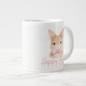 Watercolor Rabbit with Pink Bow| Cute Easter Bunny ジャンボコーヒーマグカップ (正面右)