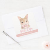 Watercolor Rabbit with Pink Bow| Cute Easter Bunny スクエアシール (封筒)
