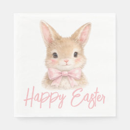 Watercolor Rabbit with Pink Bow| Cute Easter Bunny スタンダードランチョンナプキン
