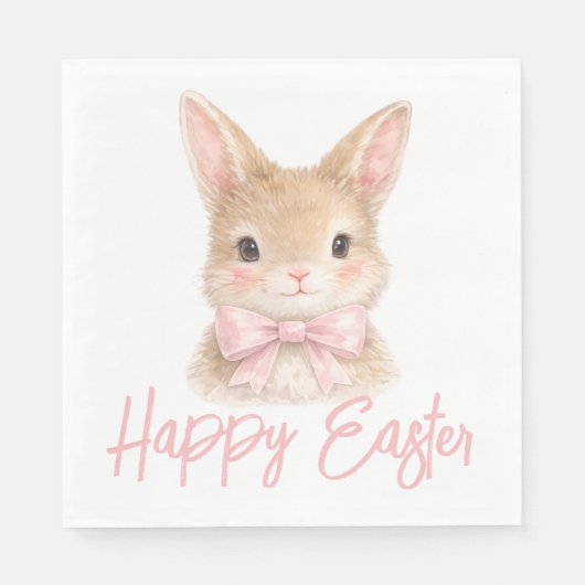 Watercolor Rabbit with Pink Bow| Cute Easter Bunny スタンダードランチョンナプキン (正面)