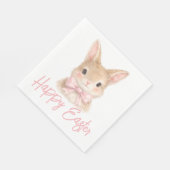 Watercolor Rabbit with Pink Bow| Cute Easter Bunny スタンダードランチョンナプキン (角)