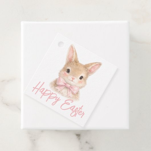 Watercolor Rabbit with Pink Bow| Cute Easter Bunny フェイバータグ (インサイチュ)