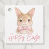 Watercolor Rabbit with Pink Bow| Cute Easter Bunny フェイバータグ (正面)