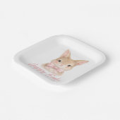 Watercolor Rabbit with Pink Bow| Cute Easter Bunny ペーパープレート (傾斜あり)