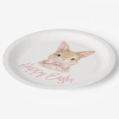 Watercolor Rabbit with Pink Bow| Cute Easter Bunny ペーパープレート (アングル)