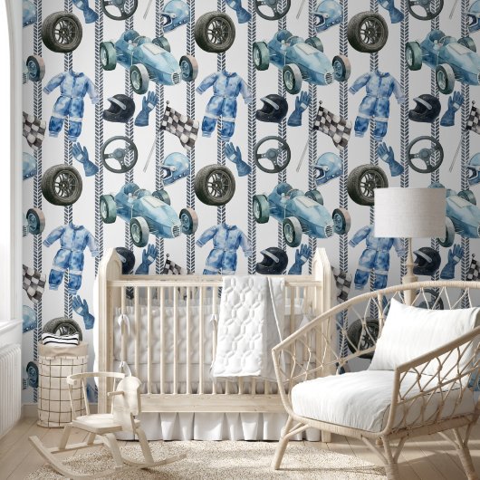 Watercolor Race Car & Gear Patter 壁紙 (キッズ)