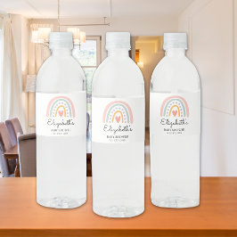 Watercolor Rainbow Baby Shower Girl ペットボトルラベル