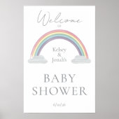 Watercolor Rainbow Baby Shower Welcome Poster ポスター (正面)