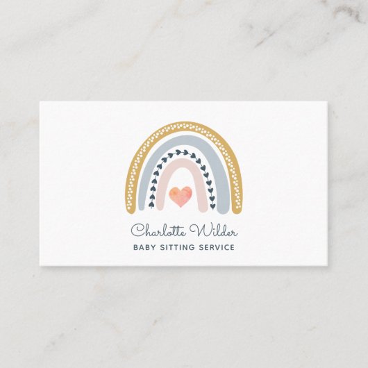 Watercolor Rainbow Baby Sitter Business Card 名刺 (正面)