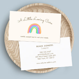 Watercolor Rainbow Caregiver Business Card 名刺