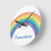 Watercolor Rainbow Clock ラウンド壁時計 (傾斜)