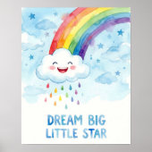 Watercolor Rainbow Cloud Dream Big Kids ポスター (正面)