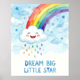 Watercolor Rainbow Cloud Dream Big Kids ポスター