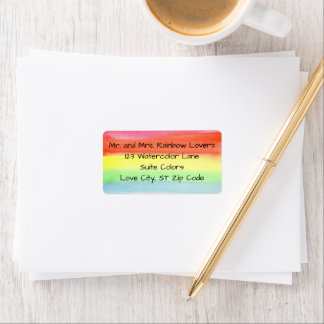 Watercolor Rainbow Custom Address Labels ラベル