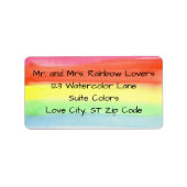 Watercolor Rainbow Custom Address Labels ラベル (正面)