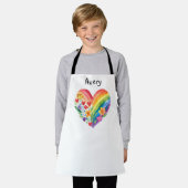 Watercolor Rainbow Heart Personalized エプロン (着用した状態)