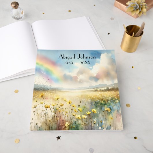 Watercolor Rainbow In Wildflower Meadow ゲストブック (正面見開き)