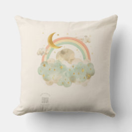 Watercolor Rainbow Nursery Pillow | Crescent Moon クッション