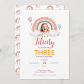 Watercolor Rainbow Party Photo 招待状 (正面/裏面)