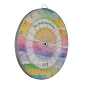 Watercolor Rainbow Stripe Custom Family Name ダーツボード (正面左)