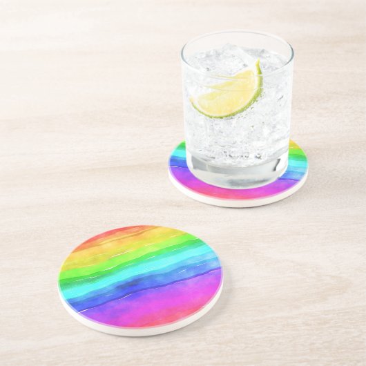 Watercolor Rainbow Stripes コースター (側面)