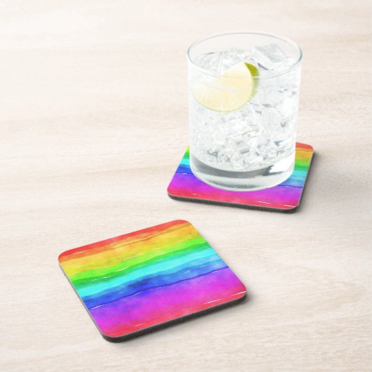 Watercolor Rainbow Stripes コースター (右側)