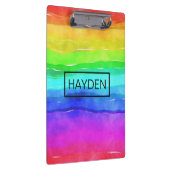 Watercolor Rainbow Stripes Personalised クリップボード (右)